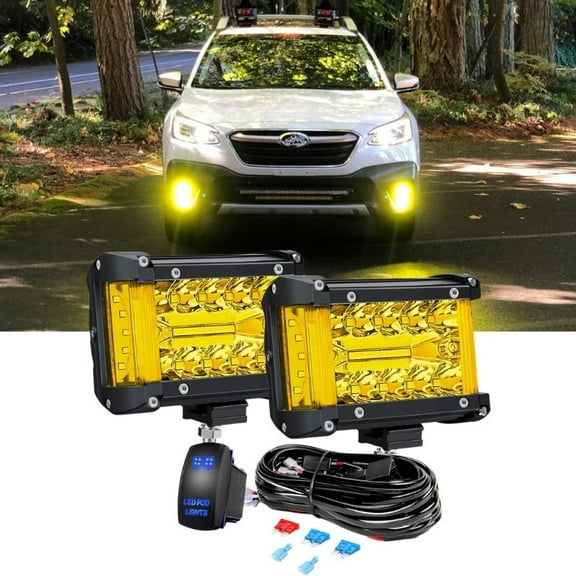 Nilight 4inch Led Light Pod Red Triple Row 2Pcs 60W Flood Spot Combo Driving Fog Lights Fishing Hunting Emergency Safety Signal Deck Trailer Lights for UTV Pick-up Van Boat Tractor