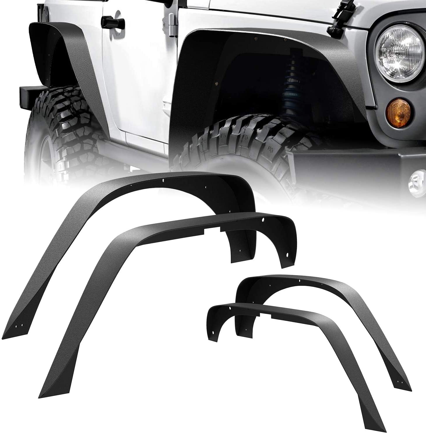 Nilight Off-Road Fender Flares Kit for Jeep Wrangler, Black, 32.3 