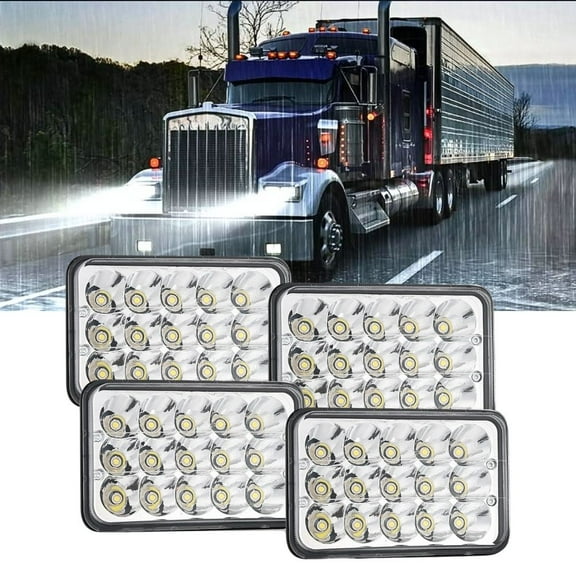 Nilight 4x6inch Led Headlights 45W Hi/Lo Sealed Beam Rectangular Headlight Replacement H4651 H4652 H4656 H4666 H6545 Compatible with Chevy Kenworth Peterbil Ford Freightliner Oldsmobile(Silver, 4PCS)