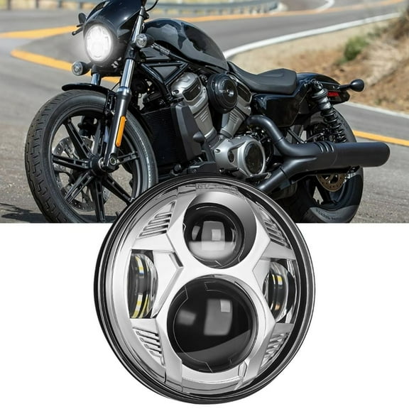 Nilight 5-3/4 5.75inch Motorcycles Led Headlight Compatible with Harley Davidson Sportster Iron 883 Dyna Street Bob Super Wide Glide Low Rider Night Rod Train Softail, Chrome