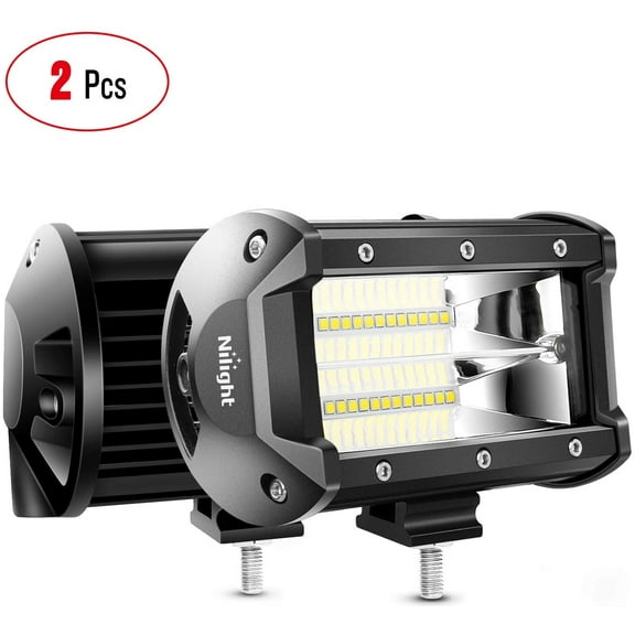 Nilight 5.3 Inch 72W LED Flood Light Bar, Adjustable, IP67 Waterproof, 2 Pieces