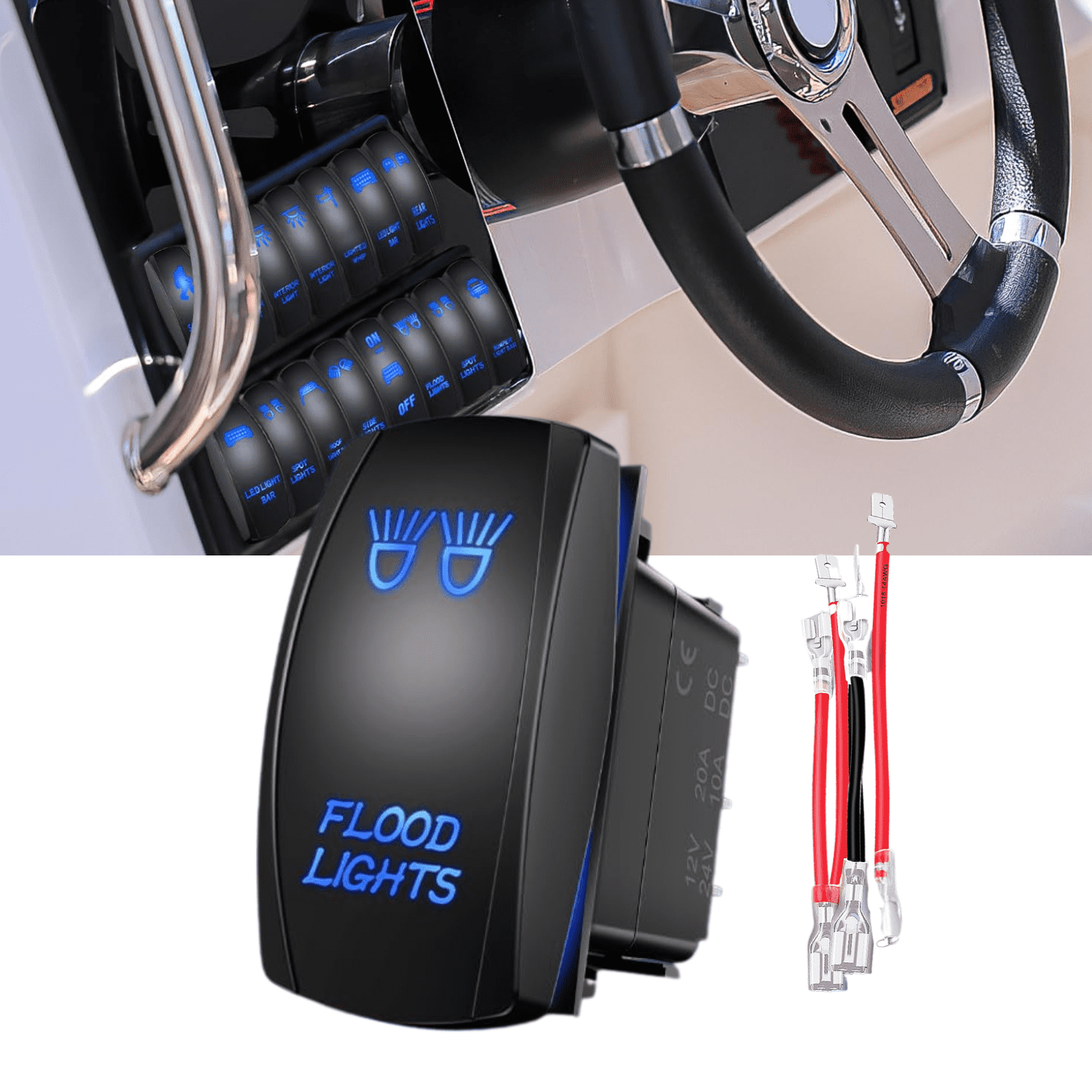 Nilight Rocker Switch 5 Pin Nilight 5 Pin LED Rocker Switch with Jumper Wires, SPST On Off Laser ...