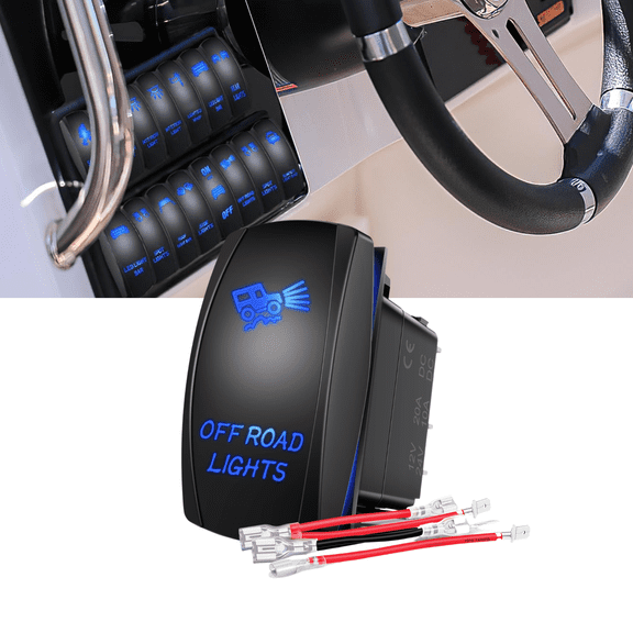 Nilight 5 Pin SPST Rocker Switch Laser Off Road Lights Blue LED 20A 12V 10A 24V Toggle with Jumper Wires for Light Bar Truck Boat ATV UTV RV