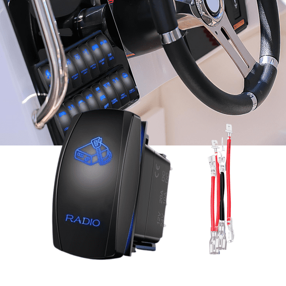 Nilight 5 Pin SPST Rocker Switch Laser Radio Blue LED ON Off 20A 12V 10A 24V Toggle with Jumper Wire Kit for Car Truck ATV UTV RV Boat