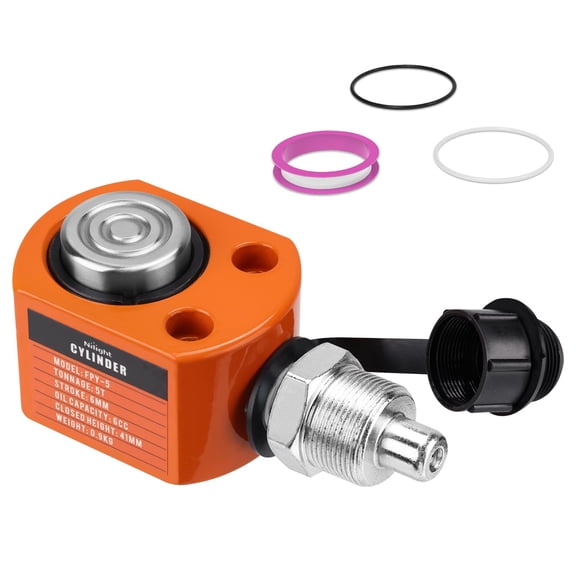 Nilight 5 Ton Hydraulic Cylinder Jack Porta Power Ram, Heavy Duty Low Profile 0.24 Inch Stroke Automatically Retract Mini Jack Ram Single Acting Lifting Cylinders Small Porta Power Attachments,Orange