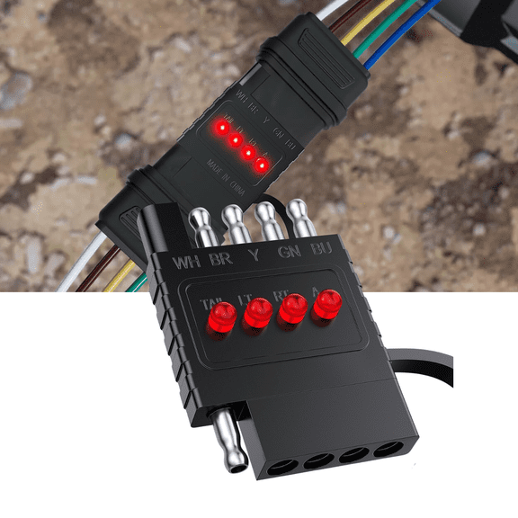 Nilight 5 Way Flat Trailer Wiring Tester Male and Female Double End 5 Pin Circuit Tester with LED Indicators for Trailer Light Brake Reverse Signal Testing