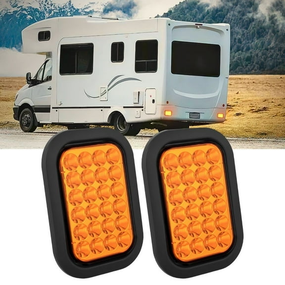 Nilight 5 X 3 Rectangular Trailer Tail Light 2Pcs Amber 24 Led Turn Signal Light w/Flush Mount Grommets Plugs IP67 Waterproof for 12V Truck ATV UTV Trailer Bus RV Camper