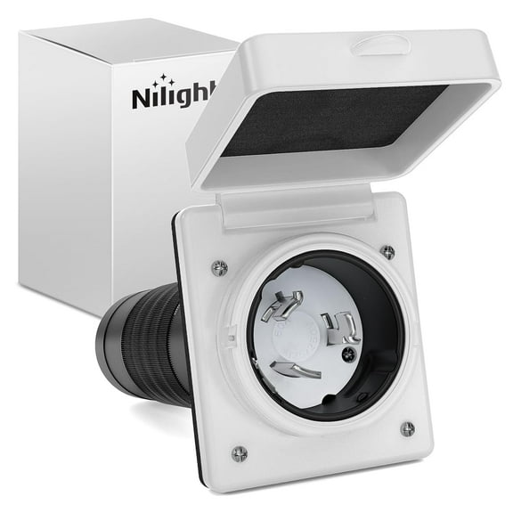Nilight 50 AMP RV Shore Power Inlet 125/250V Twist Lock Receptacle NEMA SS2-50P ETL Listed Enclosed Lockable Flanged Male Plug Inlet Box for RV Camper Caravan Motorhome Van