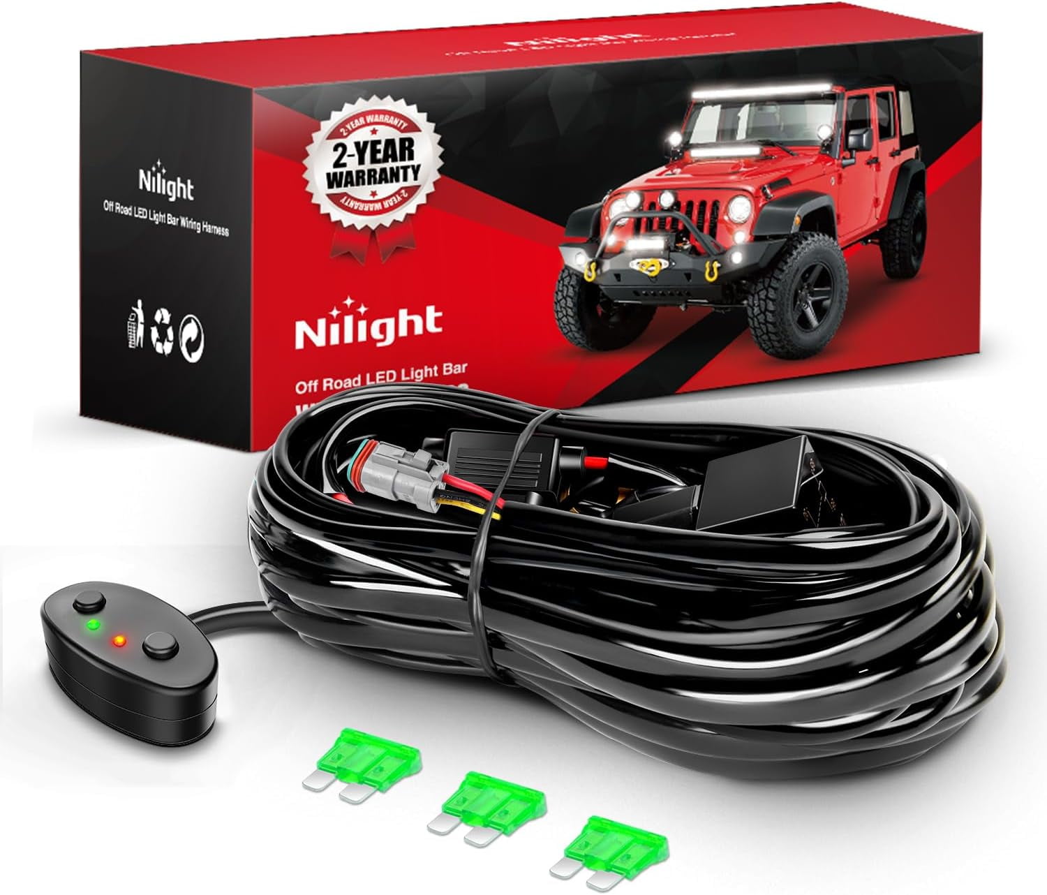Nilight 50 Amp 100FT RV EV Extension Cord 250V Heavy Duty 6/3+8/1 Gauge Pure Copper STW Wire UL ETL Listed 4 Prong Nema14-50P 14-50R 50F/50M Cable Suit for RVs EVs Trailer Campers