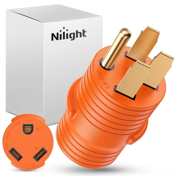 Nilight 50 Amp to 30Amp RV Power Adapter Plug Electrical Outlet Box Plug 14-50P to TT-30R 50A Male Plug to 30A Female Receptacle for RV Camper Caravan Electrical Power Converter