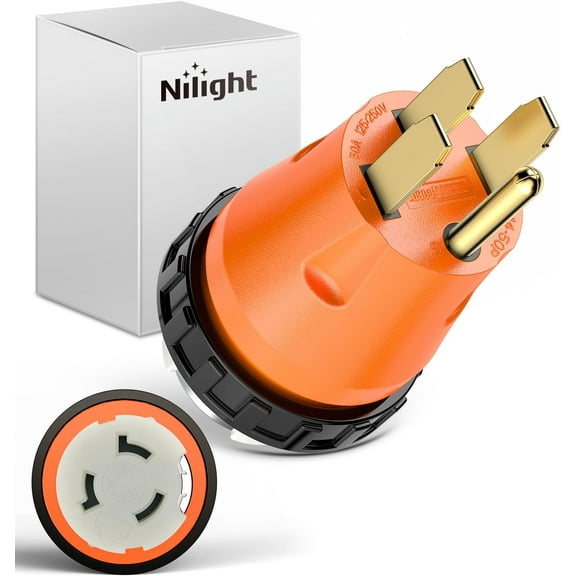 Nilight 50 Amp to 50Amp RV Power Adapter 125/250 Volt Twist Locking Connector 14-50P to SS2-50R 50A Male Plug to 50A Female Receptacle for RVs Generator Camper Caravan Shore Power Converter