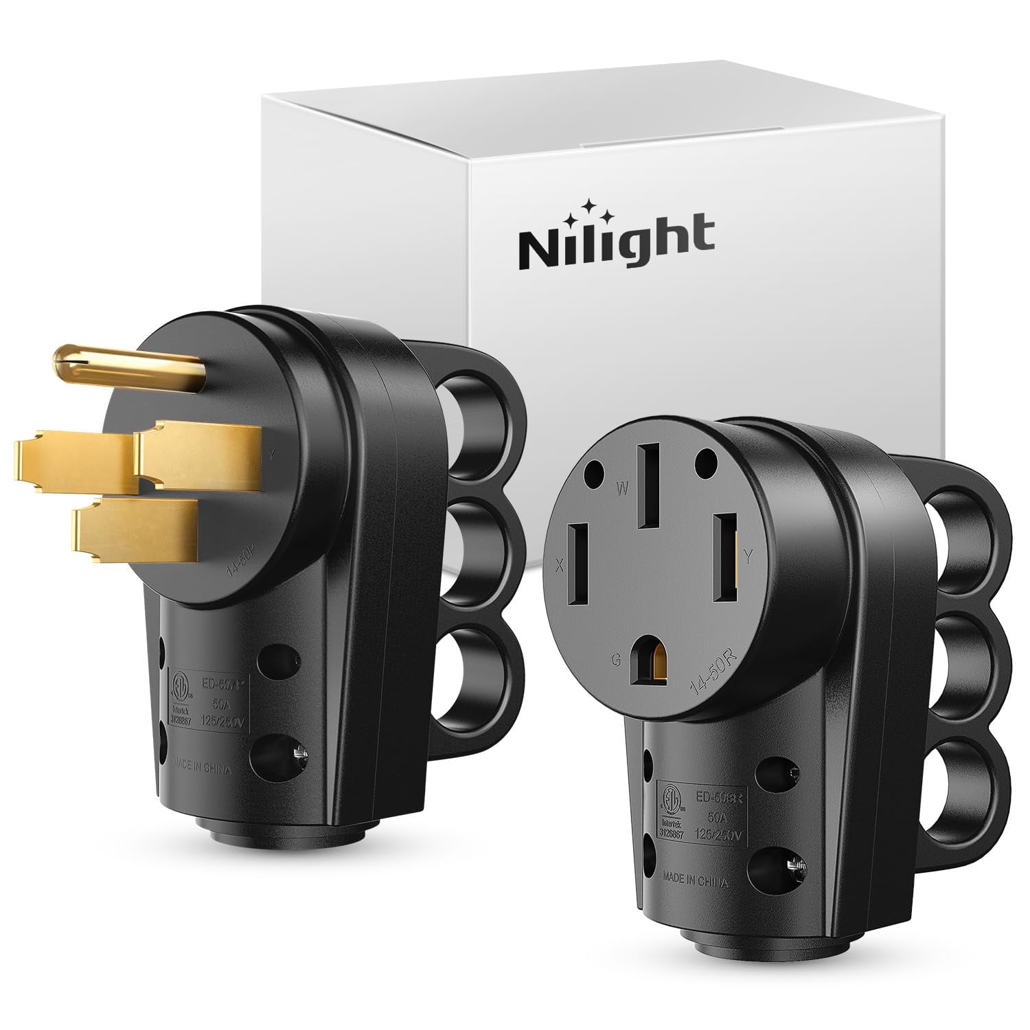Nilight 50 Amp RV Male and Female Plug Set 14-50P 14-50R Receptable ...
