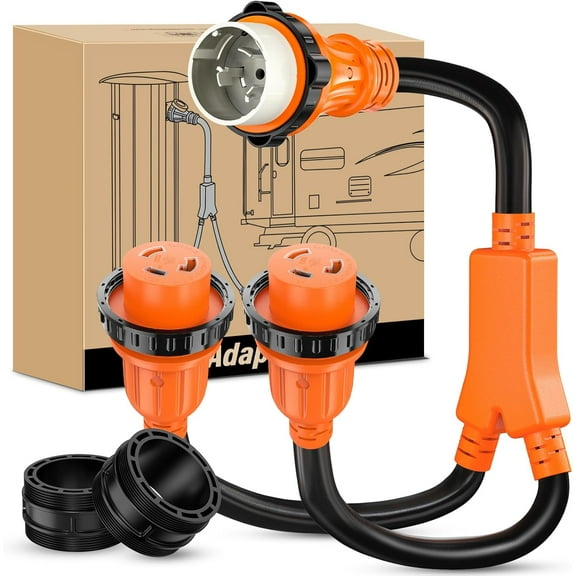 Nilight 50 Amp RV Marine Boat Shore Power Y Splitter Adapter Cord NEMA SS2-50P L5-30R 125/250V 7500W Cords w/Locking Rings & Waterproof Seals ETL-Listed 10/6 AWG STW for RVs Boats Yachts Campers