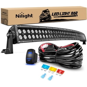 Nilight 50" 288W Curved Spot Flood Combo Bar LED Off Road Driving Light and 1PC 14AWG 12V 5Pin Rocker Switch Wiring Harness Kit-1 Lead