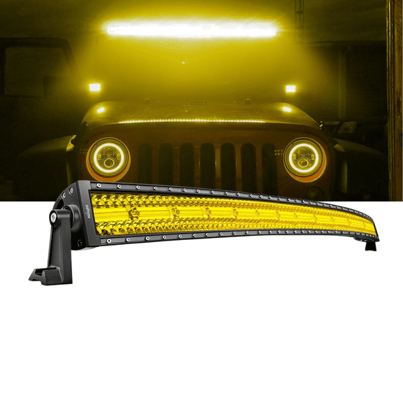 Nilight 50 Inch Curved Triple Row LED Light Bar Yellow Beam Spot Flood Combo Offroad Driving Light for Pickup Truck SUV ATV UTV Boat 12V 24V