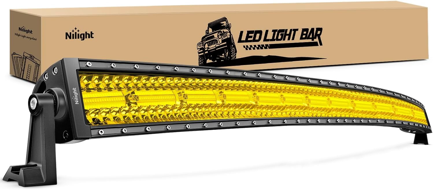 Nilight 50 Inch LED Light Bar 384 LED Chips Yellow Beam Curved Triple ...
