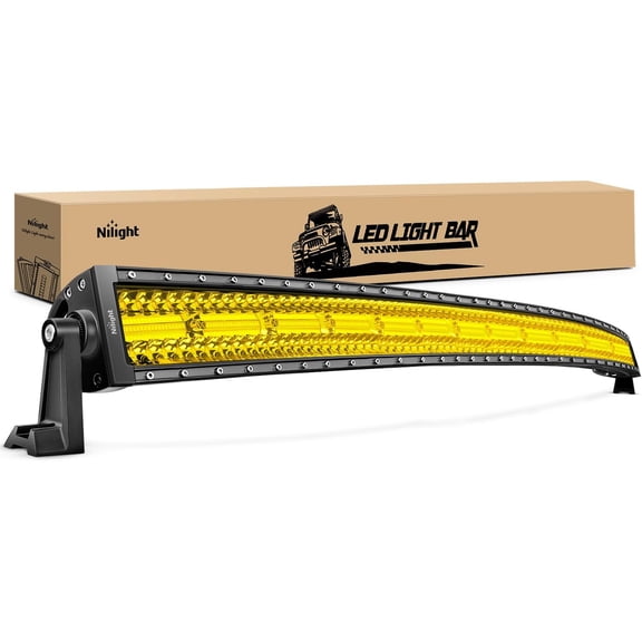 Nilight 50 Inch LED Light Bar 384 LED Chips Yellow Beam Curved Triple Row Fog Light Spot Flood Combo High Power LED Driving Lights Off Road Lights for Trucks SUV UTV ATV Truck Van 4x4 Boat