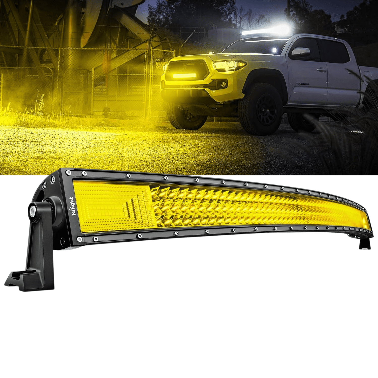 Nilight 52" Curved Yellow Beam LED Light Bar 783 LEDs Triple Row Spot Flood Combo High Power Offroad Driving Fog Light for Truck SUV ATV UTV 4x4 Boat