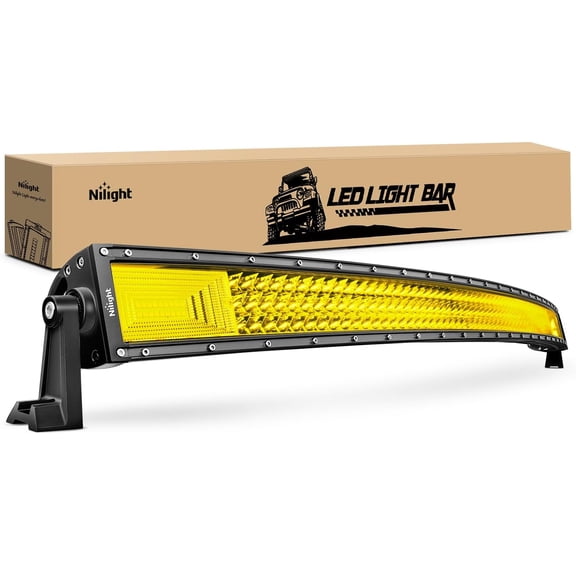 Nilight 52 Inch LED Light Bar 783 LED Chips Curved Triple Row Fog Light Yellow Beam Spot Flood Combo High Power LED Driving Lights Off Road Lights for Trucks SUV UTV ATV Truck Van 4x4 Boat