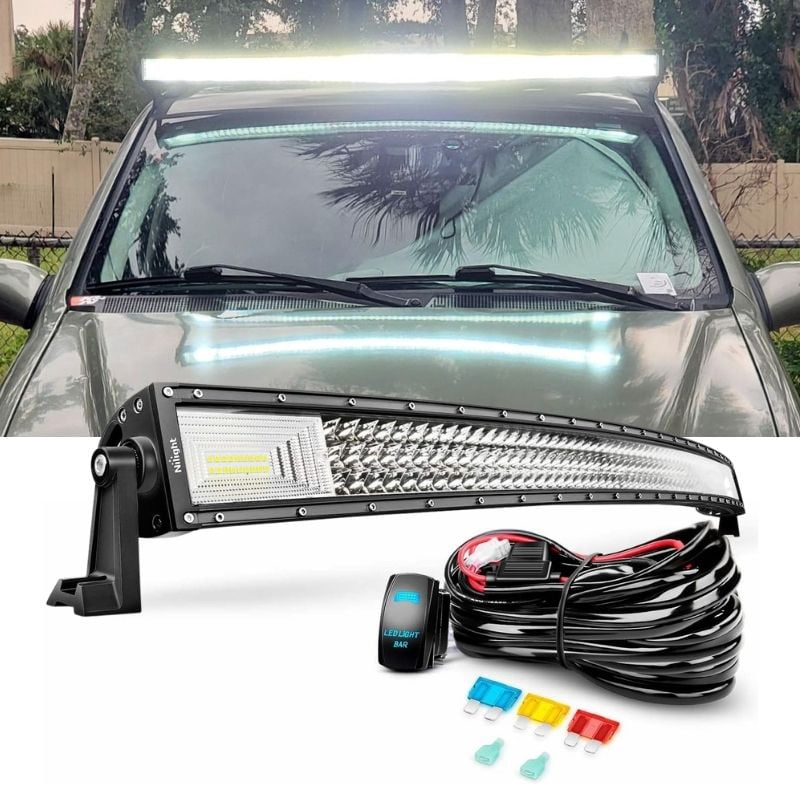 Nilight 52Inch 783W Curved Triple Row Flood Spot Combo Beam Led Bar 78000LM Driving Lights with 12AWG Heavy Duty 12V 5Pin Rocker Switch Wiring Harness Kit-1 Lead,waterproof