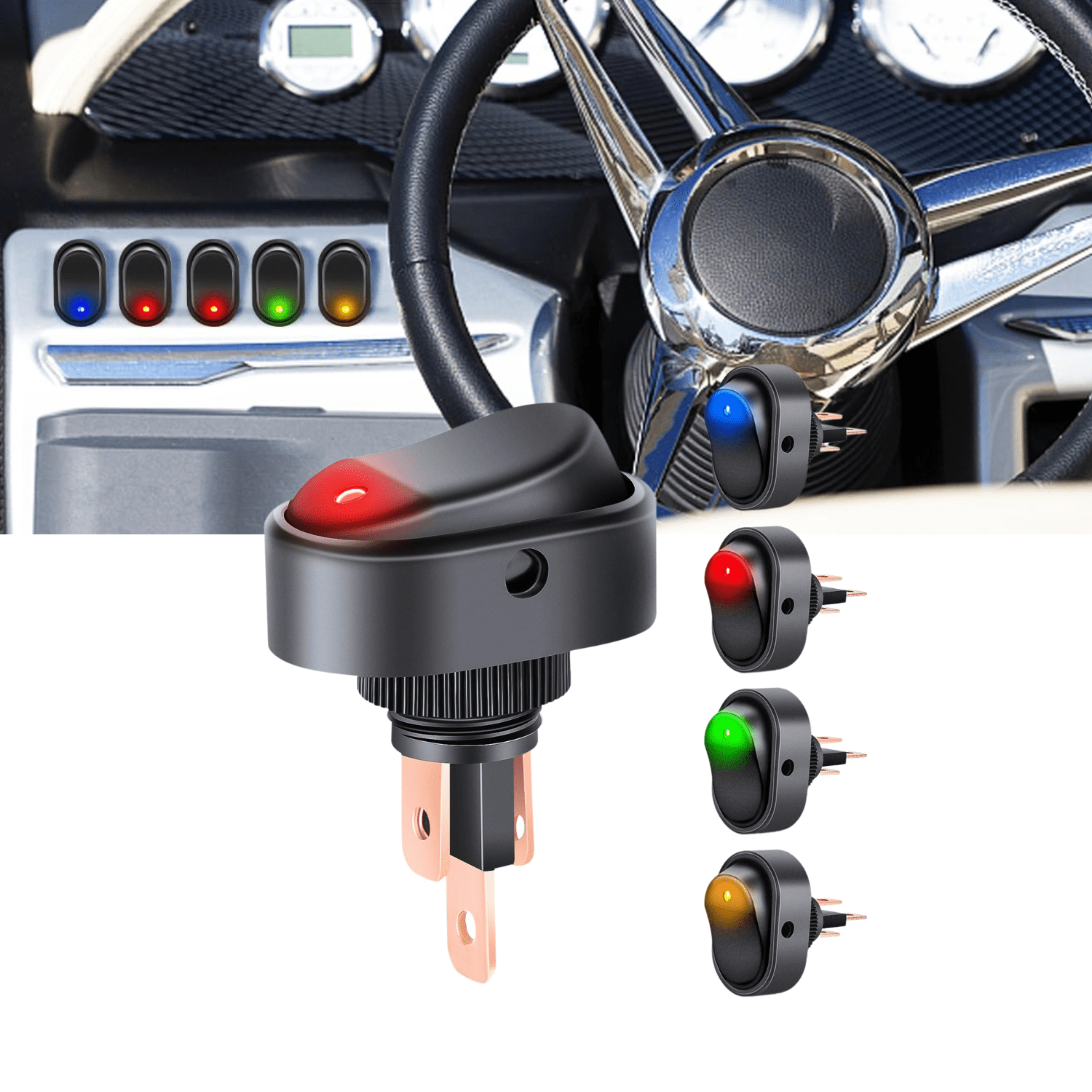 Nilight 5PCS LED Lighted Rocker Switch 12V Illuminated ON Off Toggle ...