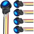 Nilight 5Pcs Waterproof Round Rocker Toggle Blue Led Switch 12V 20A 3