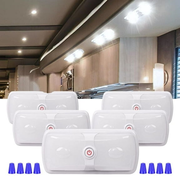Nilight 5Pcs 12V RV Interior Lights LED Ceiling Double Dome Light with on off Switch Lighting Natural White 4000-4500K for Car Trailer Camper Boat