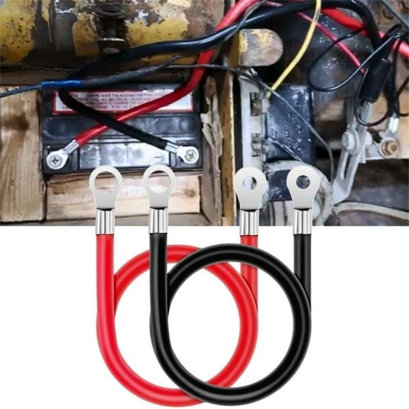 Nilight 6 AWG 20" Each Battery Power Inverter Cables w/Tinned Wire Terminals Red Black 3/8" Lugs Copper Parallel Oxygen-Free Wires for Motorcycle Cars