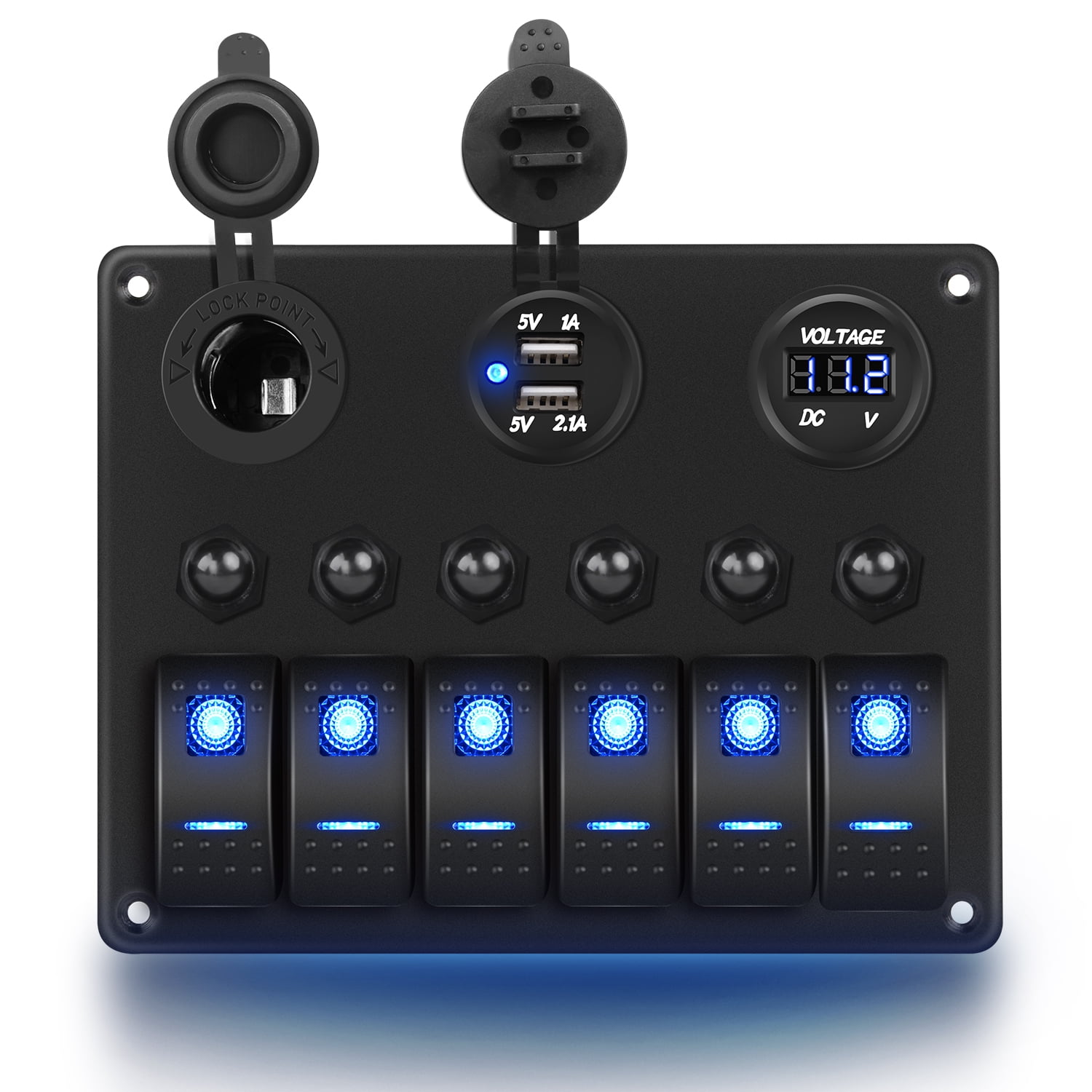 Nilight 6 Gang 5 Pin ON/Off Toggle Rocker Switch Panel with 12V-24V LED ...