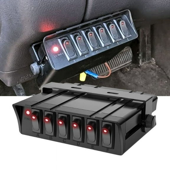 Nilight 6 Gang Rocker Switch Box SPST Toggle Switch Panel 12V 24V 20A Switch Panel 60Amp Max for Automotive Cars Vehicles Boats RVs Campers SUVs