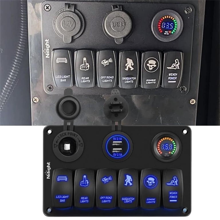 Marine Waterproof Rocker Evil Thoughts Red LED Rocker Switch - 5-PIN ...