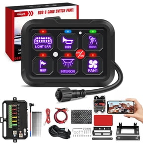 Nilight 6 Gang Switch Panel 12V 24V Universal Circuit Control Relay System with RGB Backlight APP Control Fuse Wiring Harness Automatic Dimmable ON Off LED Switch Pod for Car Pickup Truck Camper SUV