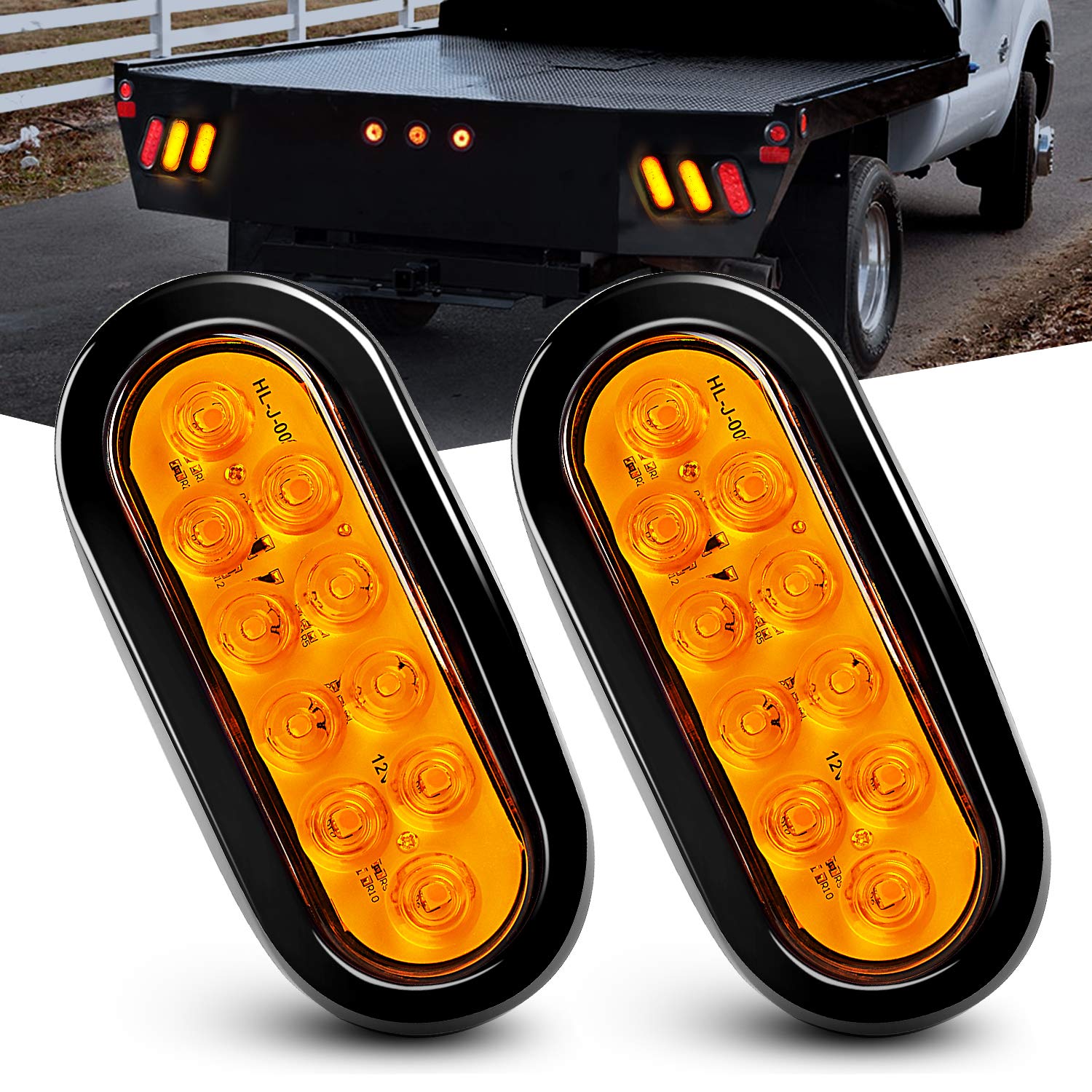 Nilight 6 Inch Oval Red White LED Trailer Tail Light 6PCS Waterproof Stop Brake Turn Reverse Back Up Surface Mount Trailers Lights For Truck RV Boat Bus Lorry Van Caravan, Lighting - View #13