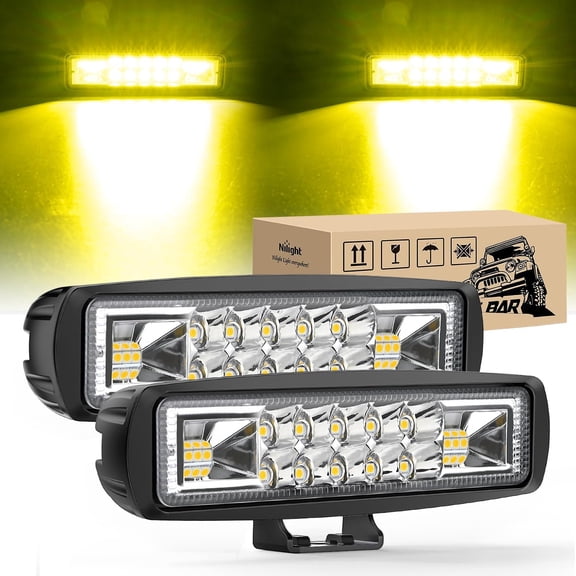 Nilight 6 Inch Yellow LED Light Pods 2 PCS 60W Flood Spot Combo Beam Off Road Work Driving Fog Lighting for 12V 24V ATV UTV Pickup Truck Tractor Boat