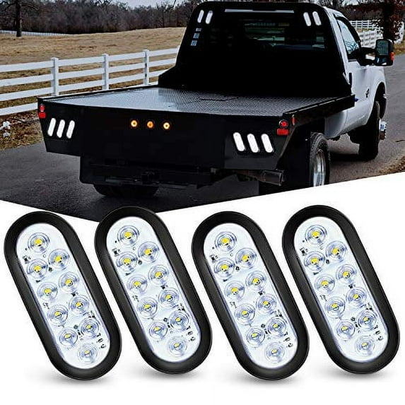 Nilight 6" Oval Led Trailer Tail Lights 10 Led w/Flush Mount Grommets Plugs Stop Turn Tail Reverse Back Up Trailer Lights for RV Truck Jeep (TL-25)
