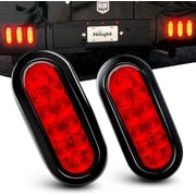 Nilight 6" Red Oval LED Trailer Tail Lights, 2-Pack Stop Turn Brake Light Kit with Surface Mount, Grommets & Plugs, IP65 Waterproof for RV, Truck, Jeep, Trailer