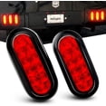 thumbnail image 1 of Nilight 6" Red Oval LED Trailer Tail Lights, 2-Pack Stop Turn Brake Light Kit with Surface Mount, Grommets & Plugs, IP65 Waterproof for RV, Truck, Jeep, Trailer, 1 of 8