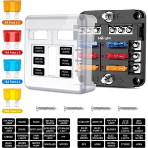 Nilight - 6 Way Blade Screw Fuse Block 6 Circuits with Negative Bus Fuse Box Holder with LED Indicator ATO/ATC Fuse Panel Waterproof Cover for 12V Automotive Cars Marine Boats RVs Trailers