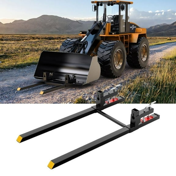 Nilight 60" 4000lbs Clamp on Pallet Forks Heavy Duty Tractor Forks with Adjustable Stabilizer Bar for Loader Bucket Skid Steer Tractor