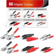 Nilight 60Pcs Metal Alligator Clip Clamp Assortment Test Lead Electrical Battery Clamp Connector Alligator Connector Electrical Assortment Charging Clip