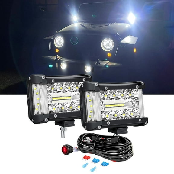 Nilight 60W 12V 4.3inch Triple Row Spot Flood Combo Led Light Bar Kit for Off-Road Vehicles