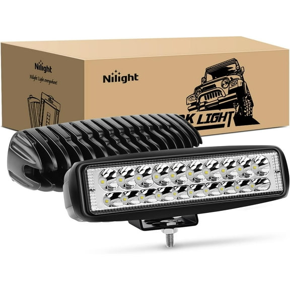 Nilight 2PCS Led Pods 6 Inch 60W Spot Light Bar 3000LM Driving Fog Off Road Lights 12V/24V for Trucks Jeep UTV ATV Marine Boat Golf Cart Trailer