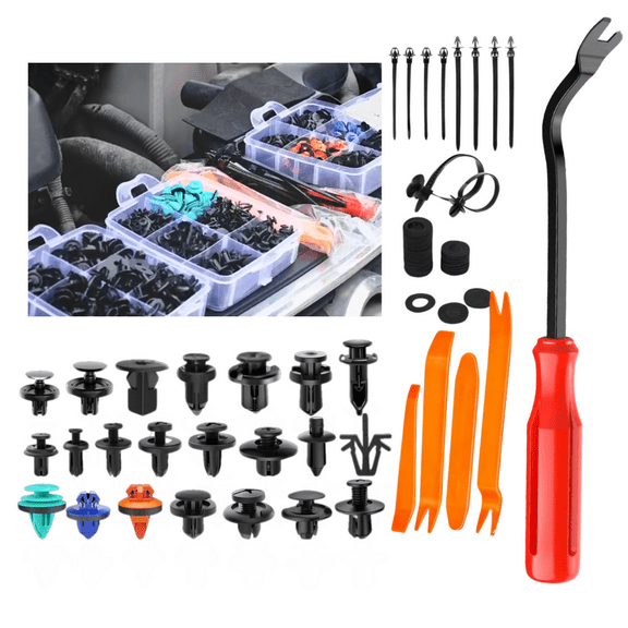 680Pcs Mudguard Fastening Clips & Carmounting Kit - 22 Popular Sizes, with 10 Cable Binders and Fastener Removing Tool for Toyota GM Ford Honda Chevy