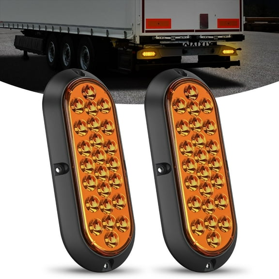 Nilight 6Inch Oval Tail Light 2PCS Amber 24LED Turn Signal Light Surface Mount Marker Light Sealed IP67 Waterproof Taillight for 12V Caravan Truck RV Camper Trailer Bus