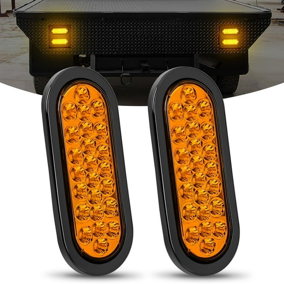 Nilight 6Inch Oval Trailer Tail Light 2PCS Amber 24LED Turn Signal Light w/Flush Mount Grommets Plugs IP67 Waterproof for 12V Truck ATV UTV Trailer Bus RV Camper
