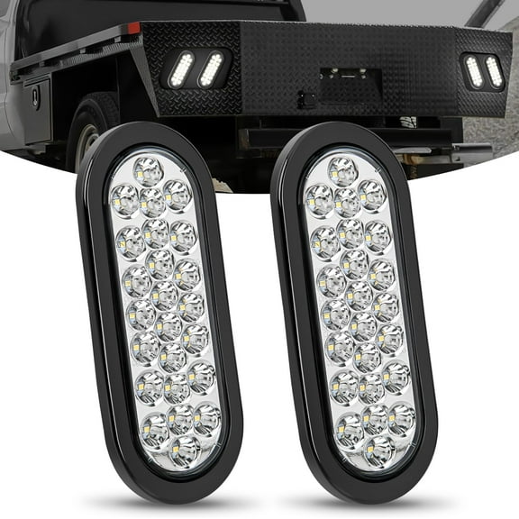 Nilight 6Inch Oval Trailer Tail Light 2PCS White 24LED Back Up Reverse Light w/Flush Mount Grommets Plugs IP67 Waterproof for 12V Truck ATV UTV Trailer Bus RV Camper