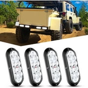 Nilight 6Inch Oval White LED Trailer Tail Light 4PCS 10 LED Waterproof Reverse Back Up Surface Mount Trailer Lights for Truck RV Boat Bus Lorry Camper Van Caravan,
