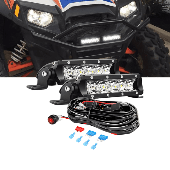Nilight 7 Inch 30W Super Slim Spot Beam LED Light Bar Pods with 16AWG Wiring Harness Kit - 2 Light Bars for Off Road, Fog Driving on Van, Camper, Pickup, SUV, ATV, UTV, Truck, Boat, 4x4