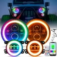 thumbnail image 1 of Nilight 7 Inch RGB LED Headlight and 4 Inchs Fog Light w/Turn Signal APP Remote Control Round Headlights Compatible with 2007 2008 2009 2010 2011 2012 2013 2014 2015 2016 2017 2018 Wrangler JK JKU, 1 of 9