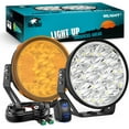 thumbnail image 1 of Nilight 7 Inch Round LED Offroad Driving Lights with Yellow Black Covers 2PCS 90W Hyper Spot Beam Work Light w/ 14 AWG DT Connector Wiring Harness Kit for Jeep Truck ATV UTV SUV, 1 of 9